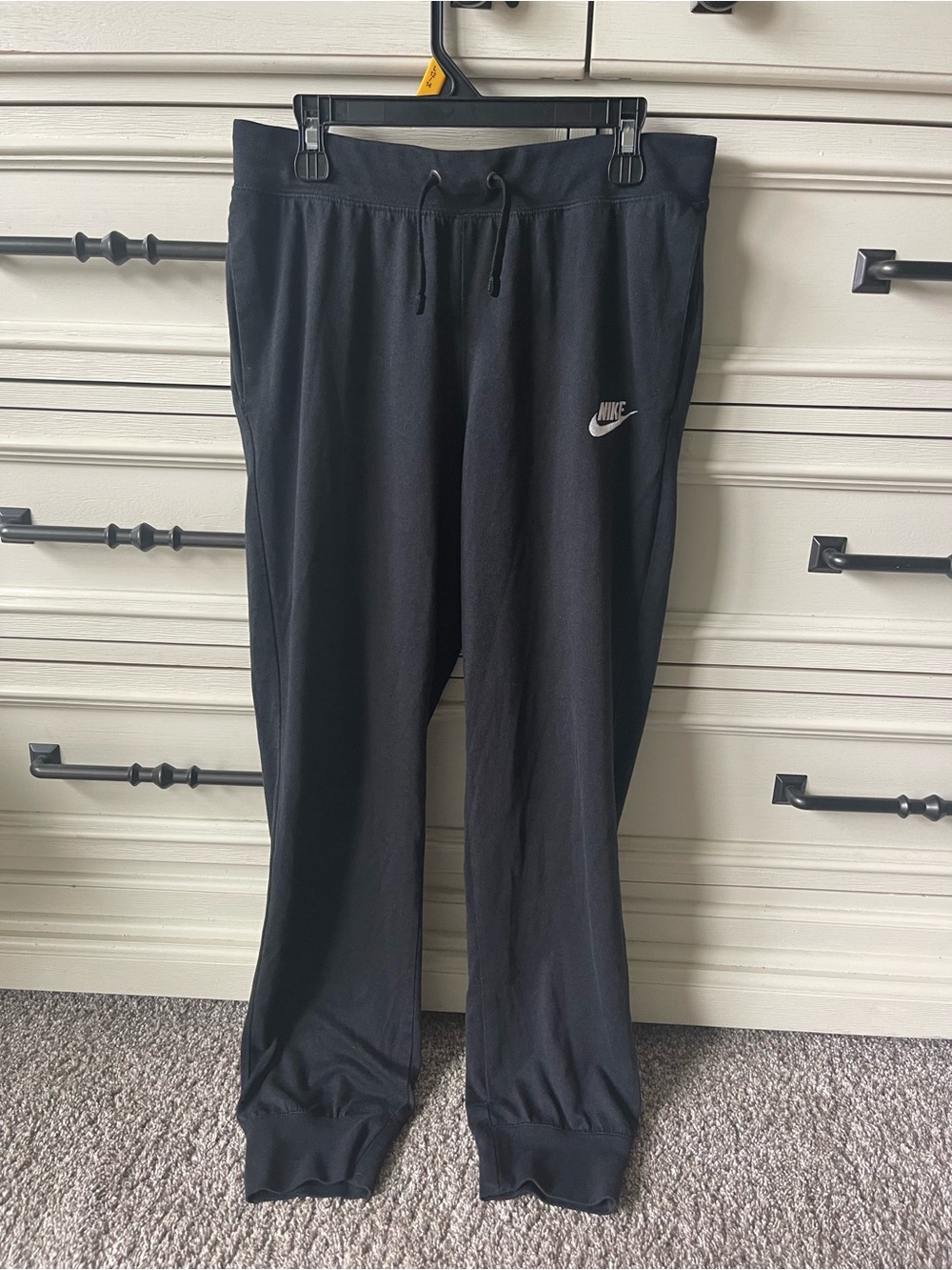Nike Black Jogger Pants with White Swoosh size small